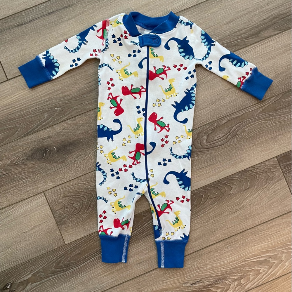 Hanna Andersson Baby 6-9M Dinosaur Long Sleeve Zip Bodysuit One Piece
